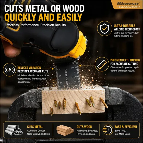 Vista 5 de Bionso Hoja de herramienta oscilante de titanio, 19 piezas, cuchillas multiherramienta universales profesionales para madera y metal, kits