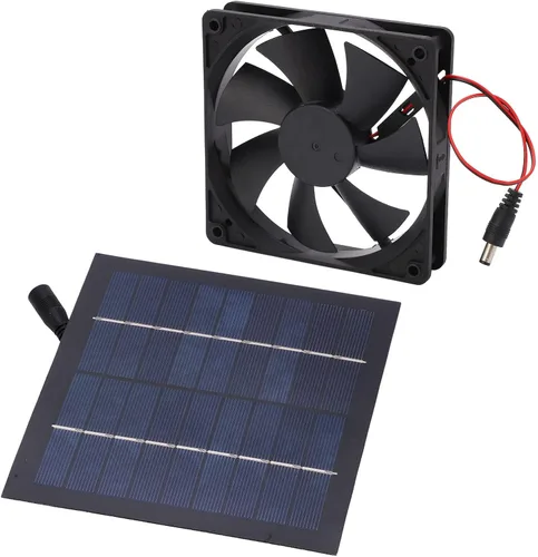 Vista 6 de plplaaoo Ventilador solar de 20 W, impermeable IP65, tasa de conversión del 20%, negro, para exteriores, diseño moderno, ventilador de escape