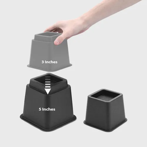 Vista 3 de Elevadores de cama resistentes con toma de corriente y USB, marco de cama ajustable de 3, 5 u 8 pulgadas, elevadores para muebles, cama, sofá