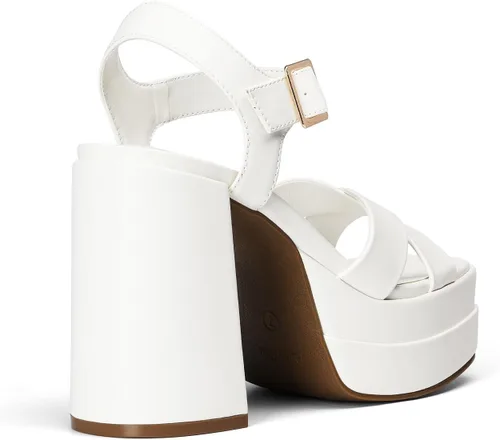 Vista 3 de DREAM PAIRS - Sandalias de tacón grueso con plataforma para mujer, punta cuadrada, correa al tobillo, tacones altos, zapatos Y2K para fiesta y brunch