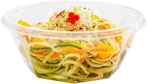 Vista 5 de Restaurantware Basic Nature - Recipientes de plástico desechables de 12 onzas, 500 cuencos de plástico para ensaladas, tapas se venden por separado