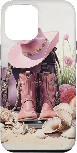 Vista 25 de Botas rosas y sombrero de vaquero Funda floral de vaquera costera para iPhone 17