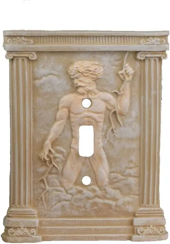 Vista 7 de Paquete Combo de BELLA HAUS DESIGN - Cubiertas para interruptores de luz esculpidas en 3D de Zeus y Poseidón - Placas de interruptor de palanca