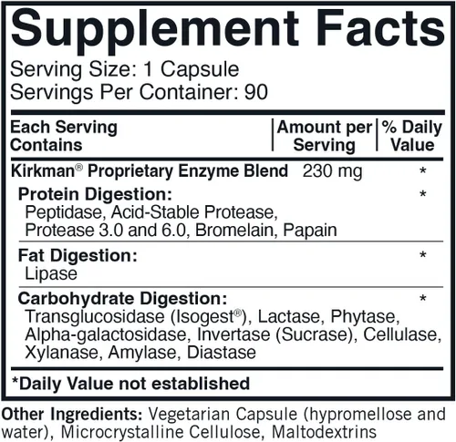 Vista 2 de Kirkman Enzyme Complete/DPP-IV con Isogest, 90 Cápsulas