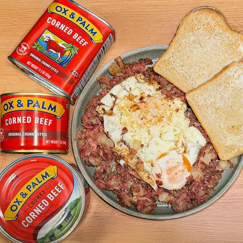 Vista 16 de Ox & Palm Carne en conserva con sabor a chile y ajo 11.5 onzas (paquete de 12)