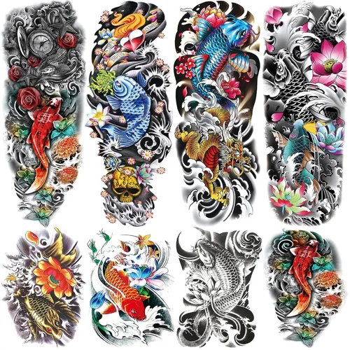 Vista 12 de Mangas temporales para tatuaje del 4 de julio para hombres y mujeres, 4 hojas grandes de brazo completo de Estados Unidos, patriótico 4 de julio