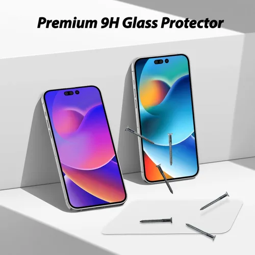 Vista 6 de DOME GLASS Whitestone [cobertura completa perfecta] Protector de pantalla de vidrio templado para iPhone 14 Plus con lámpara UV [2 unidades]