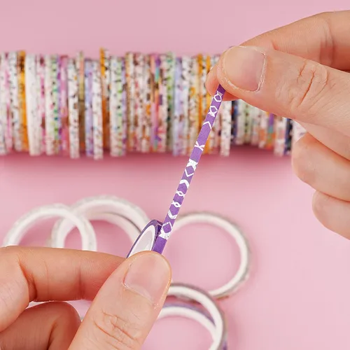 Vista 4 de Extra - Juego de cinta Washi extra delgada, patrones aleatorios, 80 rollos + paquete de lámina dorada, cinta decorativa para enmascarar súper