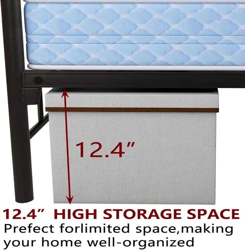 Vista 4 de Base de cama matrimonial de metal, plataforma moderna con cabecero/estribo, cámaras de base de colchón, base de cama resistente, no necesita somier