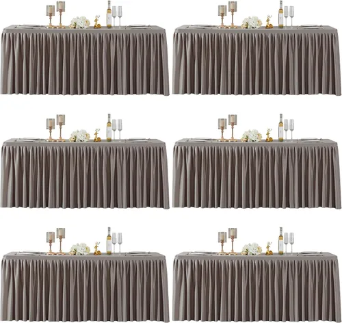 Vista 36 de Paquete de 2 manteles de poliéster negro para mesas rectangulares de 4 pies, cubierta de mesa ajustada sin arrugas, manteles elásticos de 4 pies
