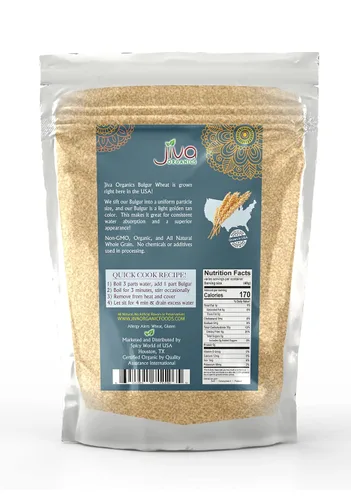 Vista 9 de Trigo búlgur orgánico fino #1 de 2 libras, sin OMG, cultivado en Estados Unidos, bayas de trigo 100% naturales, bolsa resellable por Jiva Organics
