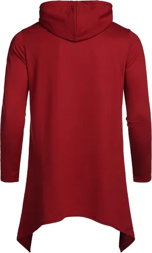 Vista 4 de COOFANDY - Sudadera larga con capucha para hombre, diseño hip hop tipo capa, de mezcla de algodón