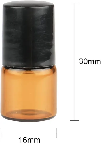 Vista 5 de Wresty 25 botellas enrollables de vidrio de aceite esencial, minúsculas botellas rellenables de perfume de aromaterapia líquido ámbar líquido