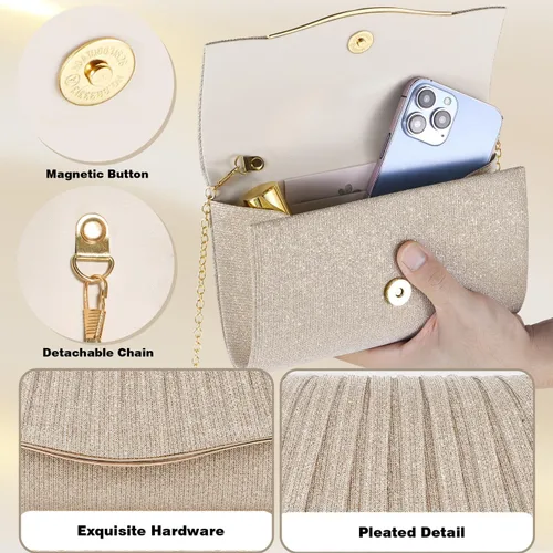 Vista 5 de Carteras de mano para mujeres, formales, elegantes, bolso de noche, bolsos de mano, bolso cruzado para boda, cóctel, baile de graduación, fiesta