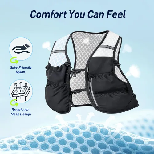Vista 3 de AGPTEK Chaleco de hidratación para correr con bolsa de agua de 2 L para hombres y mujeres, chaleco ligero y ajustable para correr, caminar
