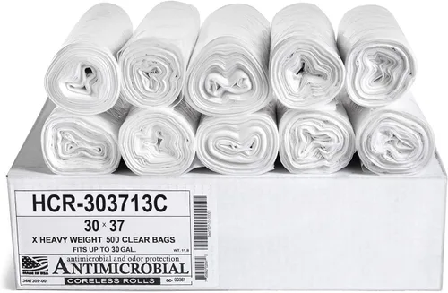 Vista 71 de Aluf Plastics Bolsas de basura de alta densidad, 10 galones, 4000 unidades, 6 micras (eq), 24 x 24 pulgadas, negras, para baño, oficina, industrial