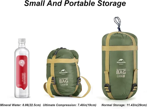 Vista 4 de Naturehike Ultralight Sleeping Bag - Envelope Lightweight Portable, Waterproof, Comfort with Compression Sack - Great for 3 Season Traveling