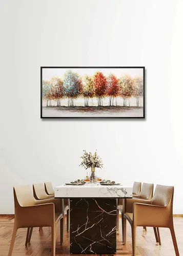 Vista 6 de Tiancheng Arte, 24x48 pulgadas Pintura abstracta moderna al óleo pinturas a mano árbol 3D pintado a mano sobre lienzo marco acrílico arte de pared