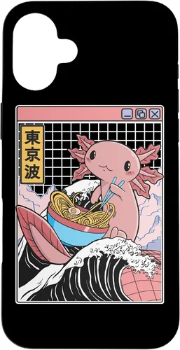 Vista 23 de Axolotl Eating Ramen Kanagawa Wave Kawaii Anime Vaporwave Case for iPhone 17