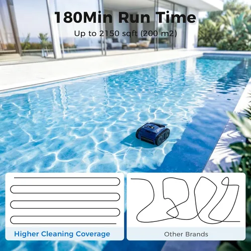 Vista 5 de Limpiador robótico inalámbrico para piscinas, aspiradora robótica automática para piscinas enterradas, limpieza de robot de piscina de spa de hasta