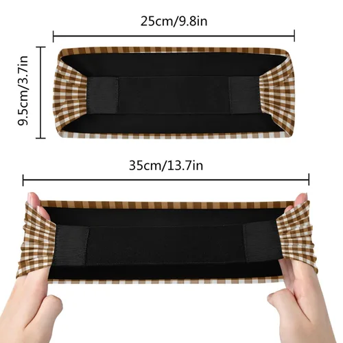 Vista 4 de Café Marrón Bronce Gingham banda elástica para el cabello para baloncesto baloncesto bandas elásticas para el cabello