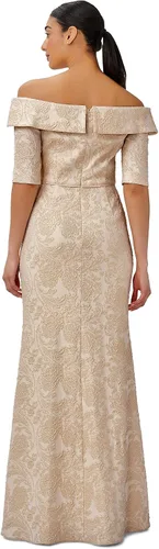 Vista 2 de Adrianna Papell Vestido jacquard metálico para mujer, Metálico