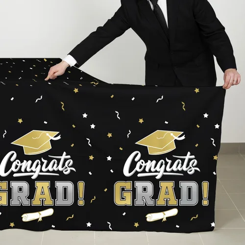 Vista 3 de Gatherfun Decoraciones de graduación, mantel de graduación Gongrats para suministros de fiesta de graduación, 3 manteles de clase de 2026, 54 x 108