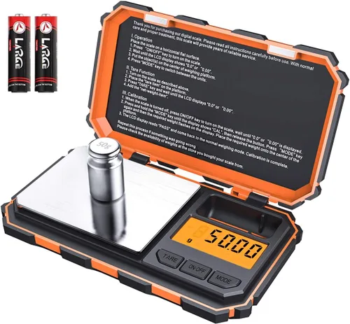 Vista 8 de Mini báscula digital (actualizada), báscula de bolsillo de 7.05 oz/0.00 oz, peso de calibración de 1.76 oz, báscula inteligente electrónica, 6