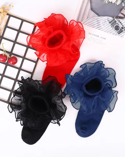 Vista 4 de Witwot Calcetines para niña pequeña con volantes grandes de encaje con volantes