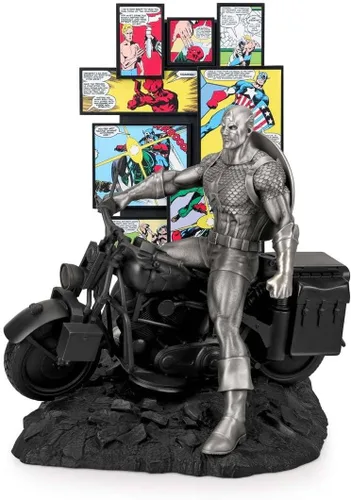 Vista 2 de Royal Selangor Figura de peltre del Capitán América de edición limitada Origins, estatua coleccionable de Marvel, regalo Plata