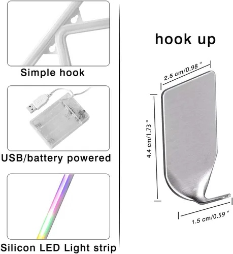 Vista 4 de Letras con luces LED de neón, letreros de marquesina iluminadas, con enchufe USB, funciona con pilas, luz nocturna colorida, letreros con palabras