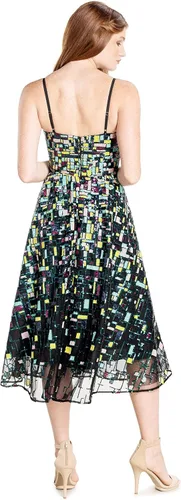 Vista 3 de Dress the Population Vestido midi ajustado y acampanado para mujer