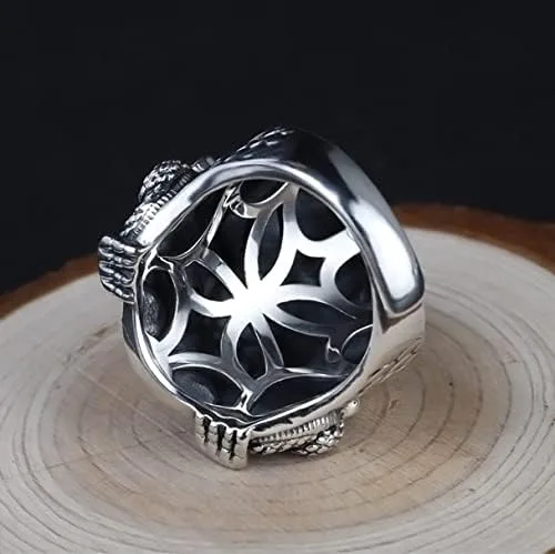 Vista 4 de Anillo de plata de ley S925 Feng Shui Dapeng para hombres y mujeres, joyería budista tibetana, atrae dinero de riqueza y amuleto de buena suerte