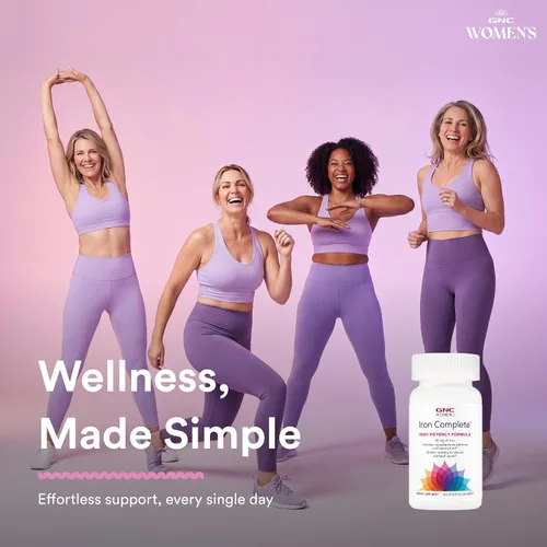 Vista 5 de GNC Multivitamínico completo de hierro para mujer, mejora la capacidad de absorber hierro, 60 cápsulas