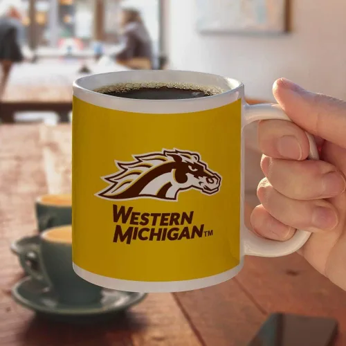 Vista 4 de Taza de café de cerámica con logotipo de la Universidad de Western Michigan, novedosa taza de regalo para café, té y bebidas calientes, 11 onzas
