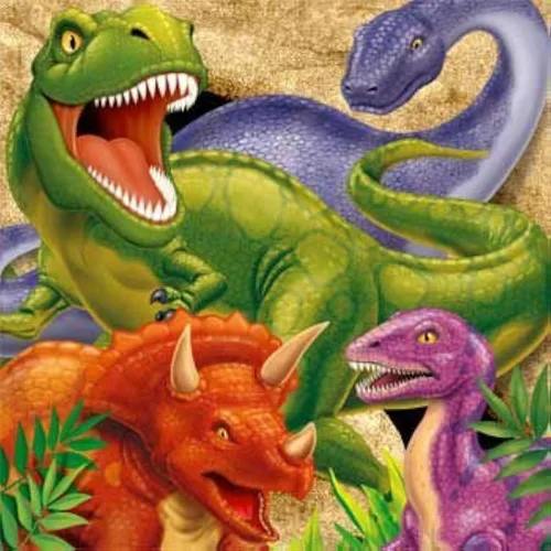 Vista 3 de Creative Converting Servilletas de papel de 3 capas de dinosaurio, almuerzo, explosión de dinosaurio
