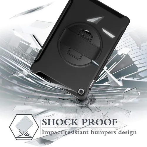 Vista 2 de Dteck Funda para Galaxy Tab S5e 2019, resistente, de cuerpo completo, resistente, a prueba de golpes, con correa de mano giratoria para tableta