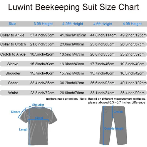 Vista 7 de Luwint Trajes de apicultura ventilados de cuerpo completo para niños, traje de apicultor de abeja a prueba de picaduras con guantes protectores