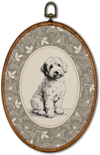 Vista 11 de KSDUT Arte de pared ovalado de perro pastor australiano floral retro de 8.6