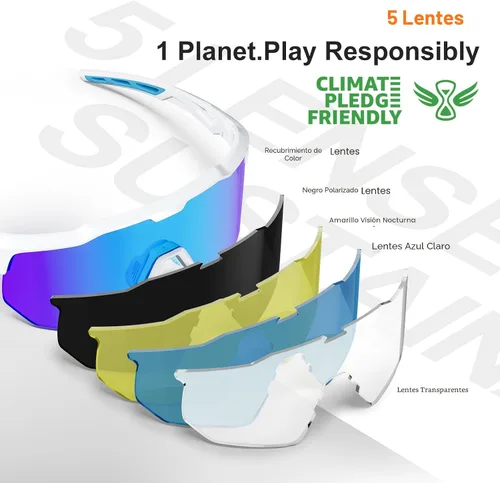 Vista 2 de HAAYOT Gafas de sol deportivas polarizadas para hombres y mujeres, jóvenes, béisbol, ciclismo, correr, softbol, ciclismo, 5 lentes