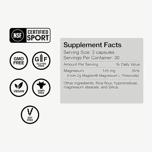 Vista 3 de Momentous Magtein Magnesio L-treonato de 145 mg, suplemento de apigenina y suplemento de L-teanina - Apoya la función cognitiva y promueve