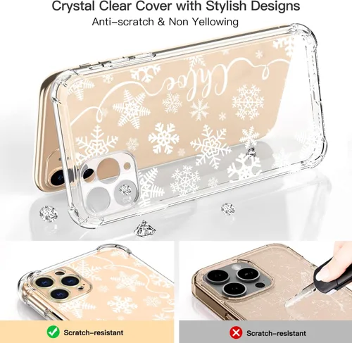 Vista 3 de LUXVEER Funda para iPhone 11 Pro con protector de pantalla, elegante diseño floral en TPU suave transparente, ajuste delgado, funda protectora