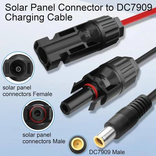 Vista 3 de Solar Panel Connector to DC7909 Charging Cable 14AWG Pure Copper Solar Panel Cable,DC 5.5x2.1mm Adapter Cable for Portable Power Station,Solar