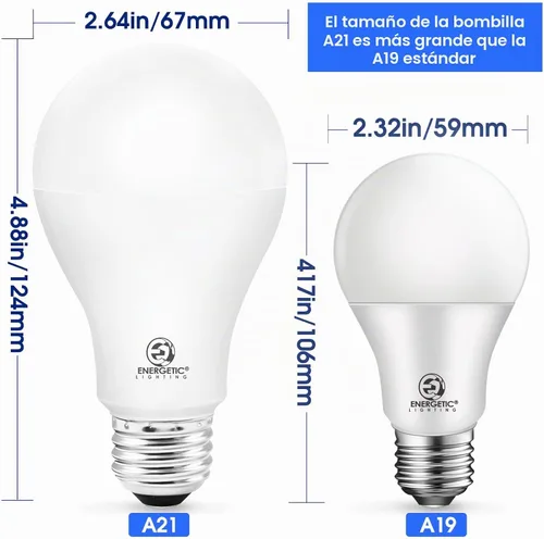 Vista 8 de ENERGETIC SMARTER LIGHTING Bombilla LED A21 regulable, equivalente a 150 W, bombillas superbrillantes de 2600 lúmenes, blanco suave 2700 K, base