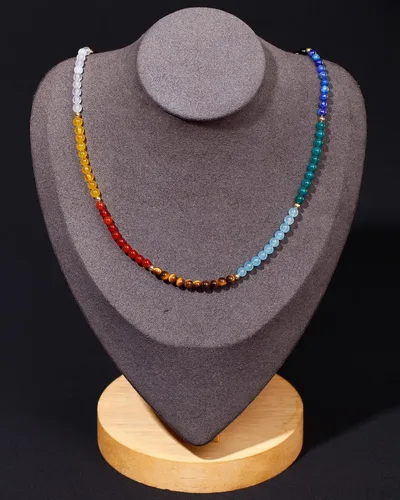 Vista 8 de Jewever Gargantilla de 7 chakras para mujer, cristales y piedras curativas, equilibrio, meditación, yoga, piedras de preocupación, regalos