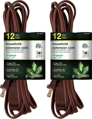 Vista 14 de Go Green Power Inc. Cable de extensión para el hogar de 16/2 de 6 pies con 3 tomas, color marrón, discreto, sin torceduras, cubiertas de seguridad