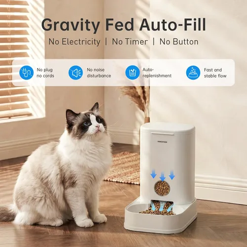Vista 2 de PAWGETHER® Alimentador de Gatos por Gravedad, Dispensador de Comida para Perros Automático, Estación de Comida para Mascotas Capacidad de 1