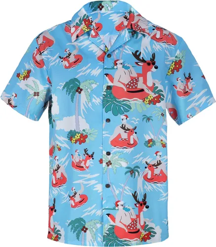 Vista 5 de Durio Hawaiian Shirt for Men Short Sleeve Floral Beach Shirts for Men Casual Button Down Tropical Shirts