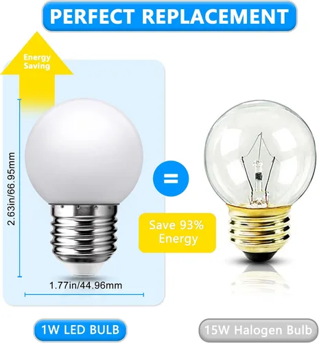 Vista 7 de Focos LED de noche Flaspar, focos LED de globo pequeños de 15W equivalentes, base de tornillo mediano E26 para baño, porche, luces de cadena al aire