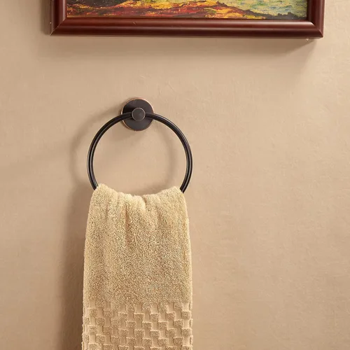 Vista 7 de BigBig Home Toallero de bronce, anillo de toalla de baño frotado con aceite, toallero de mano de baño, colgador de pared rústico de granja